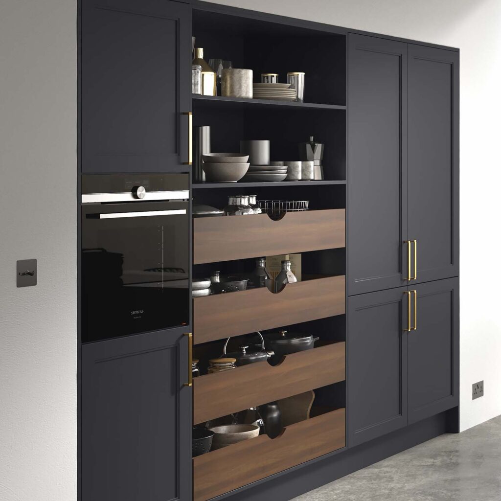 Wide drawer open pantry Talladale Smooth Painted, Fired Charcoal