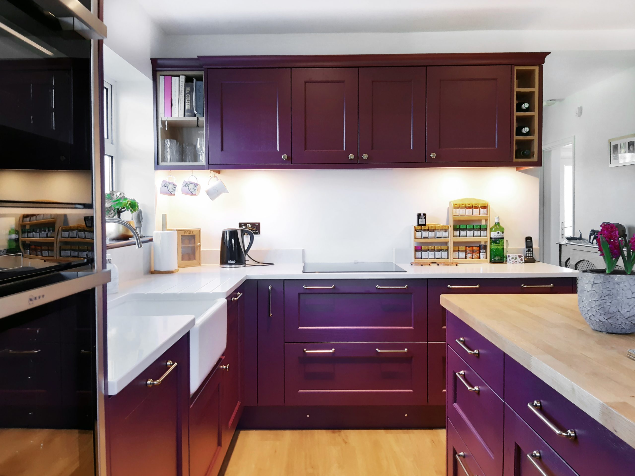 Now Kitchens Ashbourne Claret Painted & Portlans Oak (5)
