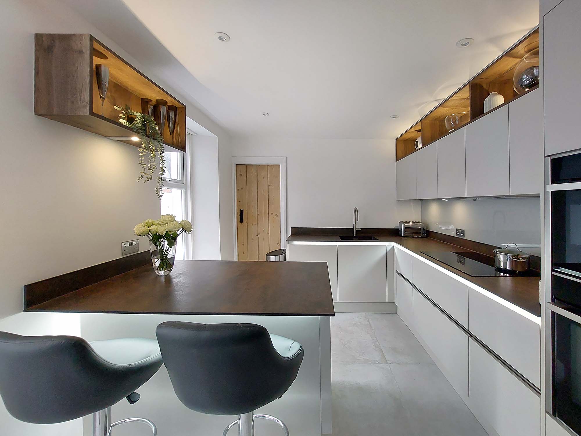 Now Kitchens Falmouth after refurb Sutton heritage grey with florence oak (8)