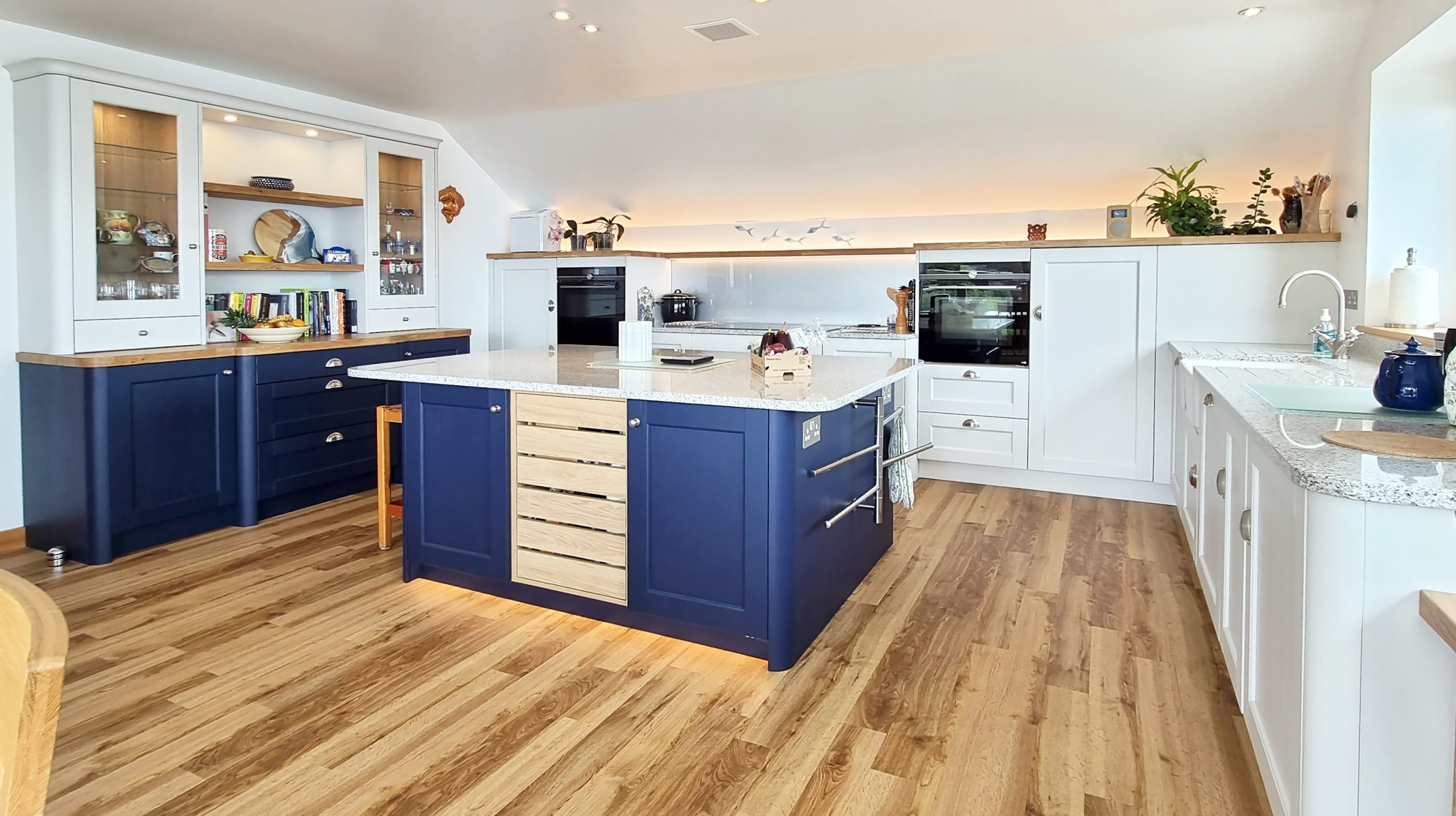 Now Kitchens Blue and white shaker kitchen in Cornwall